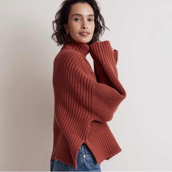 Madewell Women's Turtleneck Sweater in color Brick XL - Picture 2 of 9